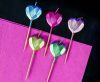 Heart Metallic Heart cake candle, candle set 5 pcs.