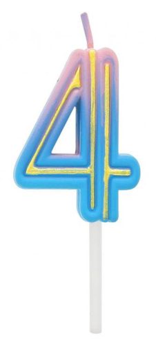Colour 4-inch Neon number candle, cake candle