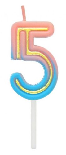 Colour 5 candle Neon number candle, cake candle