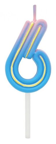 Colour 6-inch Neon number candle, cake candle