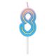 Colour 8 as Neon number candle, cake candle