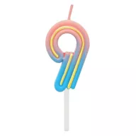 Number Neon Colored number 9 candle, birthday candle