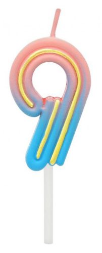 Colour 9-inch Neon number candle, cake candle