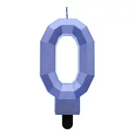 Number Diamond Metallic Blue number 0 candle, cake candle