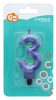 Blue 3 as Diamond Metallic number candle, cake candle