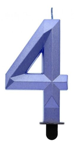 Number Diamond Metallic Blue number 4 candle, cake candle