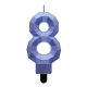 Number Diamond Metallic Blue number 8 candle, cake candle
