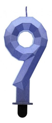 Blue 9's Diamond Metallic number candle, cake candle