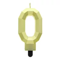 Number Diamond Metallic Gold number 0 candle, cake candle