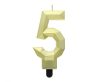 Number Diamond Metallic Gold number 5 candle, cake candle