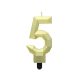 Gold 5 size Diamond Metallic number candle, cake candle