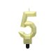 Number Diamond Metallic Gold number 5 candle, cake candle