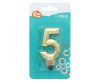 Number Diamond Metallic Gold number 5 candle, cake candle