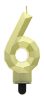 Gold 6-inch Diamond Metallic number candle, cake candle