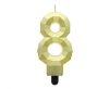 Gold 8 as Diamond Metallic number candle, cake candle