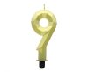 Gold 9 Diamond Metallic number candle, cake candle