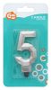 Number Diamond Metallic Silver 5 numerical candle, cake candle