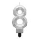 Number Diamond Metallic Silver number 8 birthday candle
