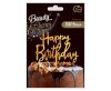 Happy Birthday Happy Birthday Gold, Gold cake decoration 14 cm
