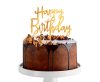 Happy Birthday Happy Birthday Gold, Gold cake decoration 14 cm