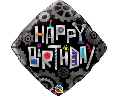 Happy Birthday Robot Cogwheels foil balloon 46 cm