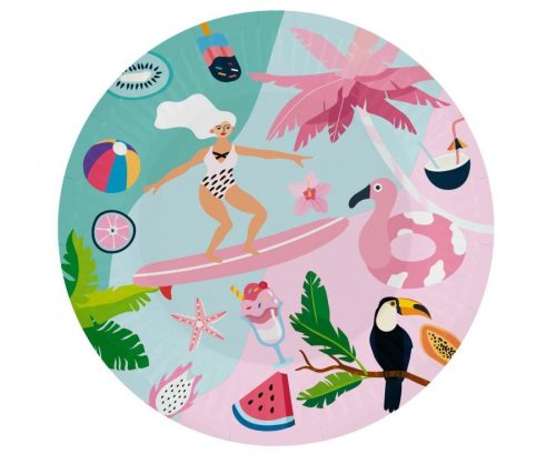 Summer Surfing paper plate 6 pcs 18 cm