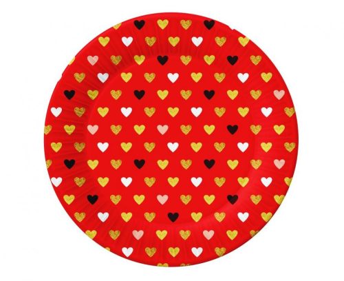 Love XOXO Red paper plate 6 pcs 18 cm