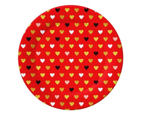 Love XOXO Red paper plate 6 pcs 18 cm