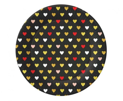 Love XOXO Black paper plate 6 pcs 18 cm