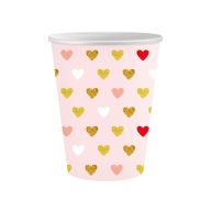 Love XOXO Pink paper cup 6 pcs 250 ml