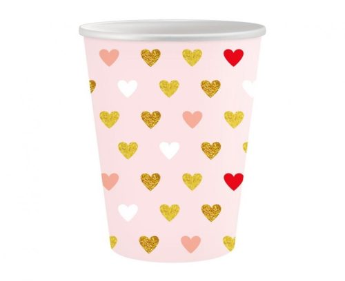 Love XOXO Pink paper cup 6 pcs 250 ml