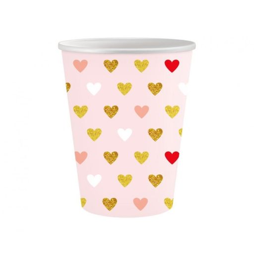 Love XOXO Pink paper cup 6 pcs 250 ml