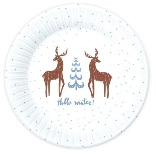 Christmas Hello Winter paper plate 6 pcs 18 cm