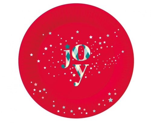 Red Joy Christmas Paper Plate (6 pieces) 18 cm