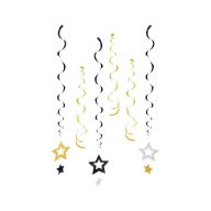 Star Glitter Stars, ribbon decoration set of 6