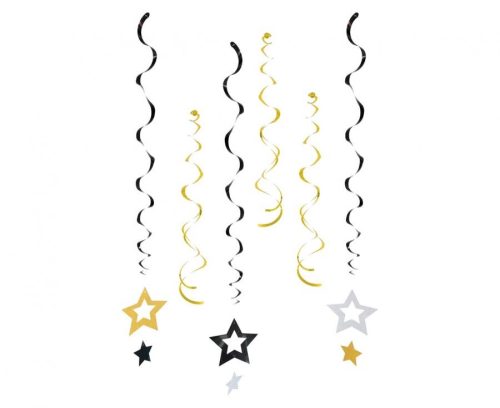 Glitter Stars, Star ribbon decoration 6 pieces set