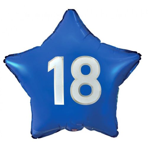 Blue Happy Birthday 18 blue Star foil balloon 44 cm