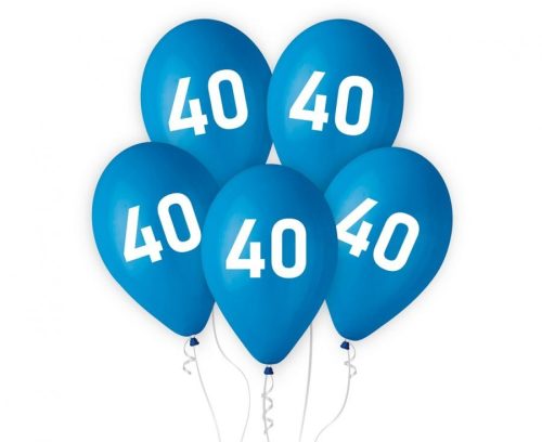 Blue Happy Birthday 40 blue, air-balloon, balloon 5 pcs 12 inch (30cm)