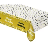   Happy Birthday B&C Gold Gold Happy Birthday Foil Table Cover 137x183 cm