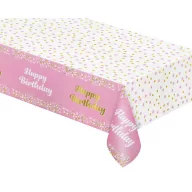   Happy Birthday B&C Light Pink Pink Happy Birthday foil tablecloth 137x183 cm
