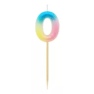   Number Pastel Ombre Colorful number 0 candle, birthday candle