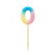 Colour 0 as Pastel Ombre number candle, cake candle