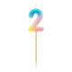 Number Pastel Ombre Colorful number 2 candle, birthday candle