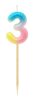Number Pastel Ombre Colorful number 3 candle, birthday candle