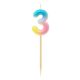 Colour 3-as Pastel Ombre number candle, cake candle