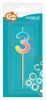 Colour 3-as Pastel Ombre number candle, cake candle