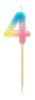 Number Pastel Ombre Colorful number 4 birthday candle, cake candle