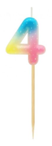 Number Pastel Ombre Colorful number 4 birthday candle, cake candle