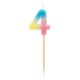 Number Pastel Ombre Colorful number 4 birthday candle, cake candle
