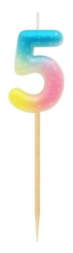 Number Pastel Ombre Colorful number 5 birthday candle, cake candle